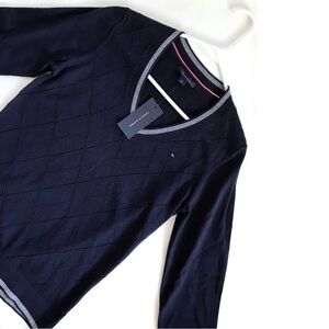 Tommy Hilfiger Ivy Pointelle Cotton Sweater in Navy Sz Small NWT